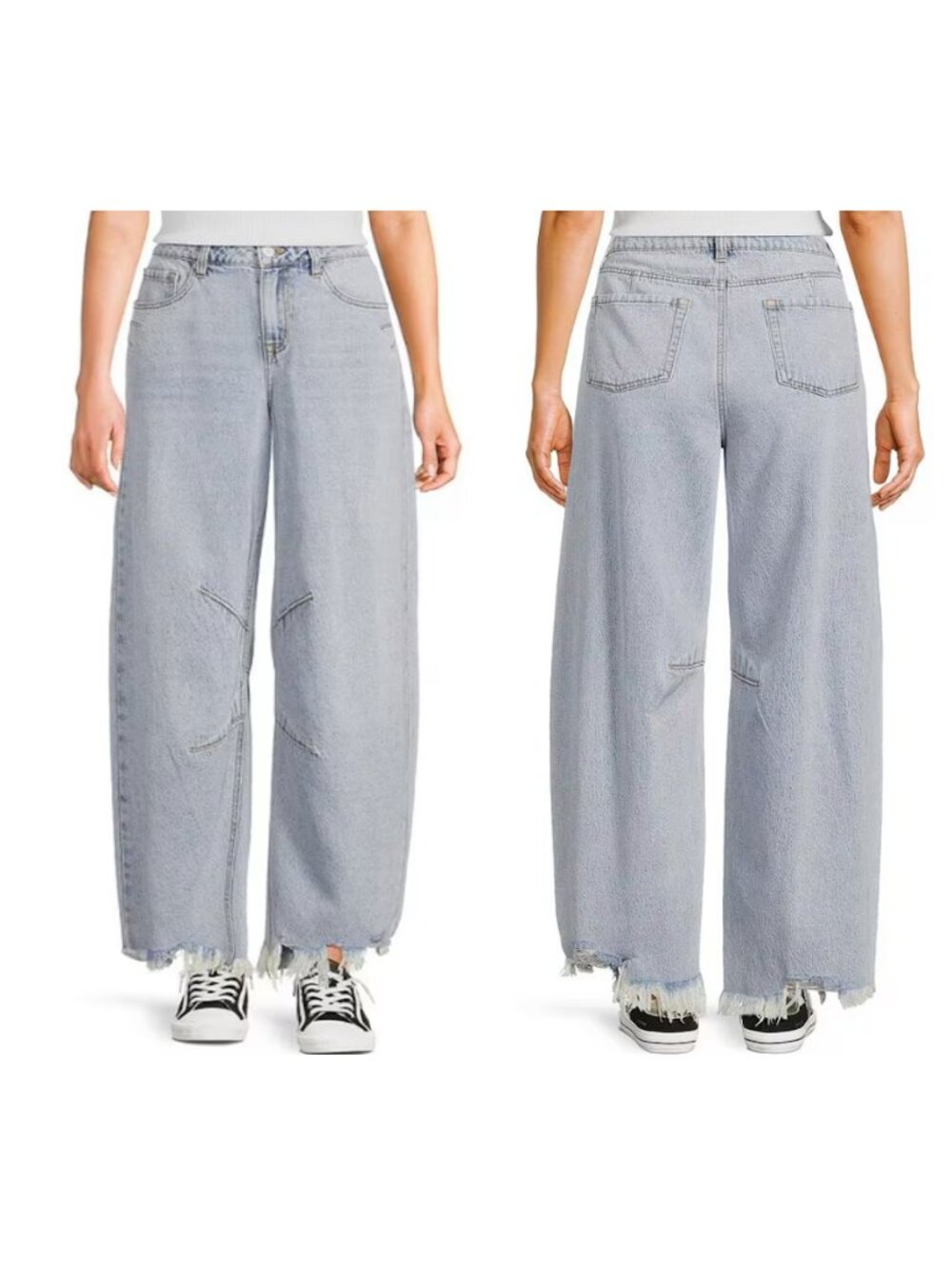 *NWT* GB Baggy Barrel Leg Crop/Petite Jeans, Darted Knee Hi-Rise Raw Hem, Sz 13P